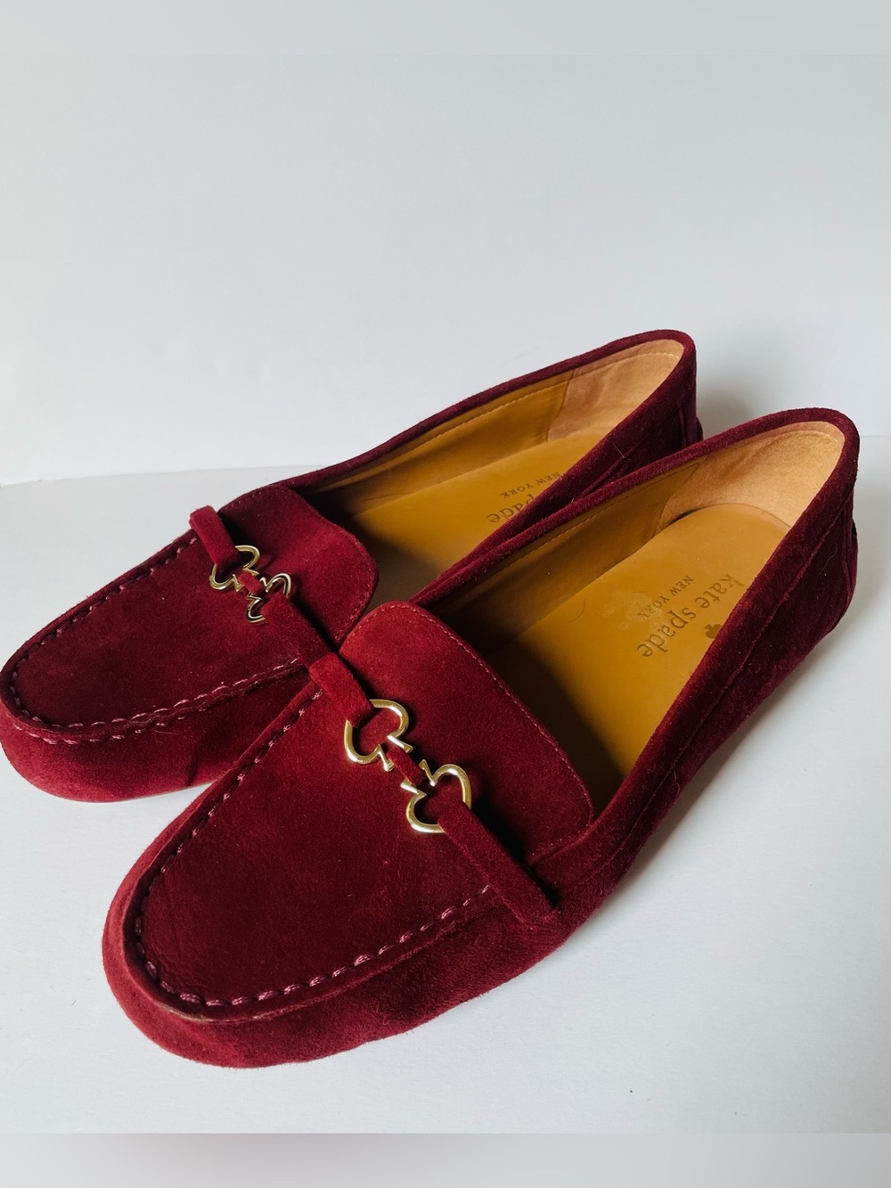 Kate Spade Bernice Burgundy Suede Old Money Moccasin Loafers Flats Comfort 8 B - Picture 3 of 8